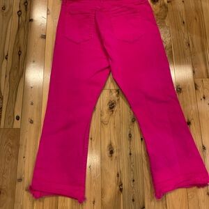 LOFT Bright Pink Flare Jeans size 10 worn twice Frayed bottom